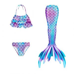 Maillot De Bain Enfant Fille - Joli Maillot de Bain d'été Cosplay Party Fille Manches Longues 3 Pièces Deguisement Océan Piscine Natation Plage Costume de Bain de Plage (heyann, neuf)