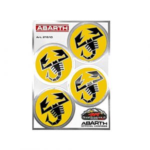 Abarth 4R Quattroerre.it 21510 Autocollant Officiel 4 Logos Scorpions Jaune Diamètre 48 mm Planche 94 x 131 mm, Citronier (Motorstile, neuf)