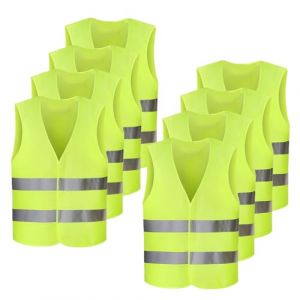 GOIEHIR 8 Pi&egrave;ces Gilet de S&eacute;curit&eacute;, 360&deg; Gilet Fluorescent Jaune, pour Cycliste, Conducteur, Police, Ouvrier, Taille Universelle (ZHMY--EU, neuf)