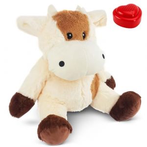 Message in a Cuddle Câlins avec Votre Message Vocal [Microphone + MP3] | Peluche Vache 45cm | Enregistreur Vocal Inc. | Votre Voix | Présent: Valentine - Anniversaire - Naissance - Fête des Mères (Onesie Wonderland, neuf)
