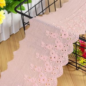 Ruban en dentelle en coton brodé - 2 yards - 11 cm - Vintage - Ruban décoratif en dentelle - Pour bricolage, couture, mariage, artisanat, décoration - Rose (Ruiyifeng, neuf)