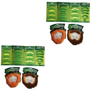 BESPORTBLE 2 Ensembles St. Accessoires Photo Patrick Day Faux Complet Barbe Costume Enfants Fausse Barbe Blanche Trousse Barbe De Sorcier Barbe De Gnome Fausse Moustache Clause 6 Pièces * 2 (Breeze & Leaves, neuf)