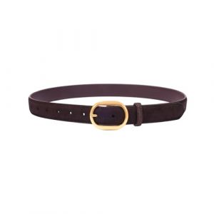 GOTOANT Ceinture en daim marron pour femme - Ceinture d&eacute;contract&eacute;e pour robe d&eacute;contract&eacute;e - Ceinture en cuir v&eacute;ritable avec boucle dor&eacute;e, marron fonc&eacute;, Fits waist size: 27"-31" (ShuaiTuo00615, neuf)