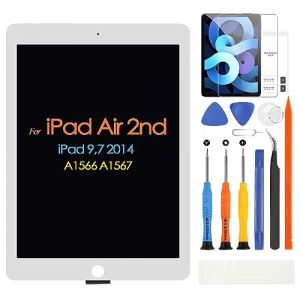pour iPad Air 2 LCD Écran pour iPad Air2 9.7" A1567 A1566 Remplacement Écran Tactile Assemblée avec Réparation Kit(Blanc) (Little Wasp, neuf)