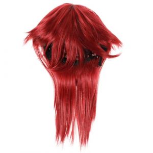 TOYZFRIENDY Queue longue mulet pour homme couleur rouge vin en fibre synthétique résistante à la chaleur perruque cosplay longue coupe mulet pour costumes d'anime et spectacles (Muliuin, neuf)