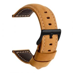 TStrap Bracelet de Montre en Cuir pour Homme &ndash; 20mm 22mm 24mm Camel Vintage Bracelets de Montre Connect&eacute;e &ndash; Nubuck Watch Strap Replacement Boucle Fermoir (Loenzo-UK, neuf)