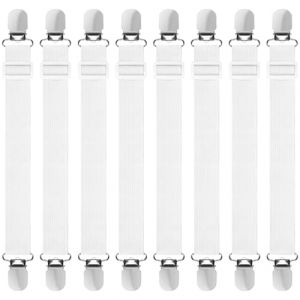 Hanyousheng 8Pcs Tendeur Drap Housse, Tendeur Drap Housse Élastique, Attache Drap Housse, Attache Sangle de Maintien Ajustable, pour Matelas,Planche à Repasser Ou Canapé (Blanc) (Yunzs, neuf)