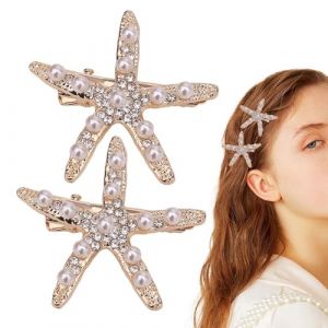 Pince à cheveux étoile de mer pour filles, épingle à cheveux étoile de mer | 2 épingles à cheveux avec perles, pour cheveux étoile de mer, confortables pour cheveux, perles, strass pour (tiardeaz, neuf)