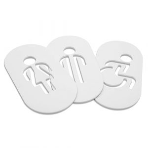 DOJA Barcelona | Plaque WC | Pack 3 Panneau Toilette 1 Homme+1 Femme+1 Handicape | 160X80mm | M&eacute;thacrylate | Panneau WC | Accessoires Toilettes WC | pour Meuble WC, Salle de Bain et WC, Deco Toilette (DOJA Barcelona, neuf)