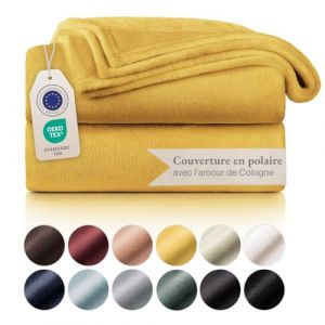 Blumtal Couverture Polaire - Grand Plaid Polaire 220x240 cm - Plaid canapé certifié Oeko-TEX® - Couverture canape - Couverture lit - Plaid Tout Doux - Plaid lit 2 Personnes 220x240 - Plaid en Jaune (Everbrent, neuf)