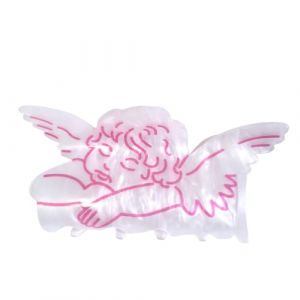 Pince à cheveux ange dessin animé, pince à cheveux en acrylique, petite pince à griffes pour femme, 1 pièce (lot de 1) (hongwuzhenxiaodianpu, neuf)
