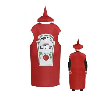 Ketchup Costume de moutarde ketchup pour cosplay, Halloween, déguisement amusant, carnaval, Halloween (ruixiake, neuf)