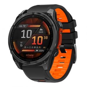 CZhkg 26mm Silicone Bracelet pour Garmin Enduro 3 Strap, Respirant Wristband Armband Band Bracelet de Montre Lib&eacute;ration Rapide R&eacute;glable Sangle pour Garmin Epix Pro (Gen 2) 51mm (noir orange) (CZhkg, neuf)