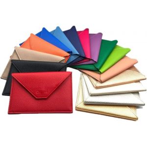 Charmoni - Porte Papiers Voiture - Forme Enveloppe - Pochette Permis De Conduire Carte Grise Assurance Carte d'identité - Cuir - 15x11cm - Femme Homme (Cuir, Rouge) (Charmoni, neuf)