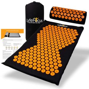 LyfeFocus Ensemble tapis d'acupression et oreiller avec sac de voyage – Tapis de massage d'acupuncture rembourré pour soulager les douleurs du dos, du cou et des épaules – Soulage les tensions (LyfeFocus, neuf)
