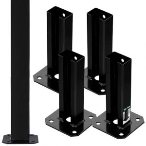 KOTARBAU&reg; 4 x Support De Poteau 60 x 40 mm en Acier | Support De Poteau &Agrave; Visser Noir pour Poteaux | Pied Poteau | Platine Poteau | Support Poteau Bois | Fixation Poteau Bois | Support Poteau (KOTARBAU, neuf)