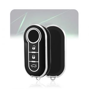 LELNOOS Coque Cl&eacute; Voiture, Silicone &Eacute;tui Cle Etui Clef Protecteur Cache Cles pour Fiat 500 500l 500c 500x Panda Punto Bravo Ducato Doblo Abarth Tipo Idea Linea Scudo Lancia Ypsilon Y Musa Delta (LELNOOS, neuf)