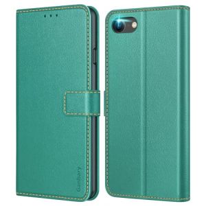 Ganbary Coque pour iPhone SE 2022 5G/SE 2020/7/8, [Housse en Cuir PU Premium] [Etui à Rabat] [Pochette de Portefeuille], Étui de Protection pour iPhone SE 2022 5G/SE 2020/7/8 - Sarcelle (Ganbary, neuf)