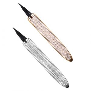 VALICLUD Stylo Eye-liner Paillettes Diamant Auto-adh&eacute;sif 2 Pi&egrave;ces Waterproof S&eacute;chage Rapide Pour Femmes Maquillage Yeux Soir&eacute;e Rose Dor&eacute; (SHUI LIAO, neuf)