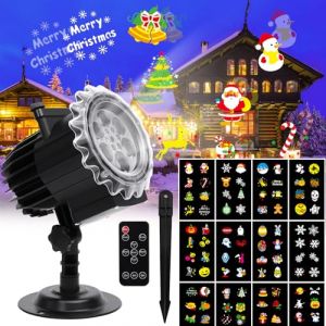 Projecteur Noel Exterieur, avec 12 Diapositives à Motif HD et Télécommande, Projecteur Exterieur LED Noel Étanche, Decoration Noel Intérieur Extérieur pour Noël Halloween Fête (LA SAFOR REPRI, neuf)