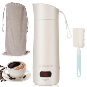 Mini Bouilloire Portable Electrique de Voyage 400ml,Bouilloire Electrique Portable,Tasse de Chauffage Rapide,Inoxydable 304 avec 4 T&eacute;mp&eacute;rature R&eacute;glable,pour Th&eacute;,Lait,Caf&eacute; (RAINTEC, neuf)