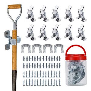 Lot de 14 supports muraux pour le garage - pinces à outils en métal pour le montage mural Support d'organisateur mural pour armoire de garage pour râteau, pelle, balai, support de vadrouille (Sinoer, neuf)