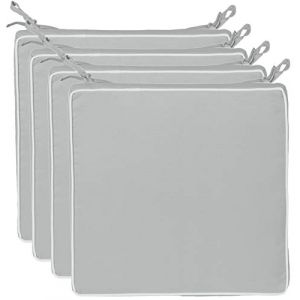 Brandsseller Lot de 4 Coussins de Chaise 40x40x4 cm - Galette de Chaise Hydrofuge et Anti-salissure avec Liens et Passepoil – pour l’intérieur et l’extérieur – Cuisine, Terrasse, Jardin – Gris Clair (brandsseller, neuf)