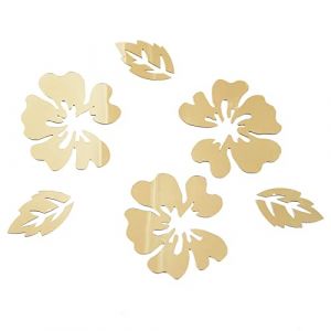 VIERSHU Autocollants 3D Fleurs Mural Decoration Miroir Fleur Feuille Stickers pour Ado Fille Chambre Salon Salle de Bain Mural Deco Dore (shuweier, neuf)