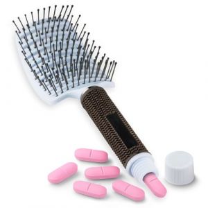 Evergreen Labs Brosse à cheveux avec compartiment secret - Brosse à cheveux de voyage avec boîte de rangement secrète - Boîte à médicaments cachée discrète - Rangement de médicaments secret - Étui (worldwide gifts, neuf)