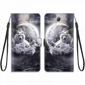 KARTXITAI Cuir Coque Compatible avec Sony Xperia XA2 Ultra Antichoc avec Support Clapet Design Motif Dr&ocirc;le &Eacute;tui Bumper Portefeuille Magn&eacute;tique Cr&eacute;atif Case Cover Housse-Lune Loup,Nuage,Ciel,mer (KARTXITAI, neuf)