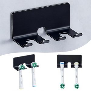 Porte Brosse à Dents Mural-Support Brosse a Dent Electrique Auto-Adhésif Pot Brosse à Dent Salle De Bain, GGQ Acier Inoxydable Support Tete Brosse a Dent Electrique, Noir Mat Rangement Brosse a Dent (GGQ-EU, neuf)