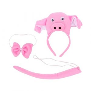 Mikinona 3pièces Costume Animal Pour Halloween Tête De Cochon Accessoires De Fête Déguisement Amusant Pour Adultes (Dawn Cedar, neuf)