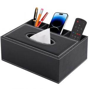 XNONE Boîte à Mouchoirs Cuir Rectangulaire, Distributeur avec 3 Organiseurs Latéraux, Pour Restaurant, Hôtel, Bureau et Voiture, Noir (XNONE, neuf)