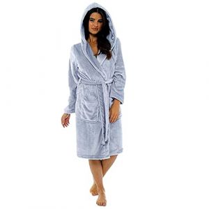 Peignoir De Bain Femme Unisexe Eponge Capuche Automne Hiver Peignoir avec Capuche Chaude Peignoir Moelleux &Eacute;ponge Douce Coton Eponge V&ecirc;tements De D&eacute;tente Une Pi&egrave;ce Robe De Chambre (Anglekie, neuf)
