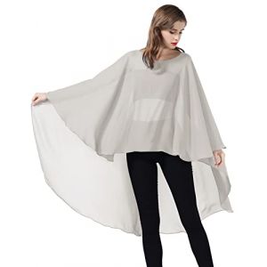 BEAUTELICATE Châle Étole En Mousseline de Soie Léger Cape Poncho Ample De Mariage D’été Soirée Femme Mariée Demoiselle d'honneur(Taille unique, Argenté) (BEAUTELICATE-FR, neuf)
