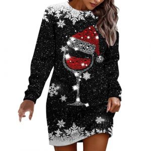 Robe Noel Femme Robe Pull De Noel Femme Robe Grande Taille Femme SoiréE Pull De Noel Robe Pull De NoëL Femme Jupe Taille Haute Femme Robe D Hiver pour Femme Costume Mere Noel Chic Mode (GUnakd, neuf)