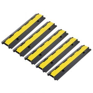 CREWORKS 5 PCS Passe C&acirc;ble au Sol Ext&eacute;rieur, Rampes de Protection de C&acirc;bles &agrave; 2 Canaux, Goulotte Protection des Fils, Couvertures de Rampes de C&acirc;bles, Capacit&eacute; de 5 T, 5 m (TONGLI SHOP, neuf)