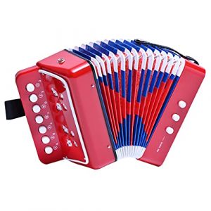 LIEKE Accord&eacute;on pour enfant 10 touches - Jouet - Accord&eacute;on - Ziehharmonika - Instrument de musique - Cadeau pour enfants et adultes d&eacute;butants (Rouge) (LIEKE store, neuf)