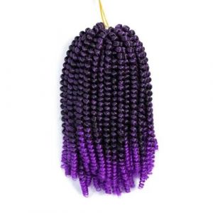 WBLSPA 8 Pouces Ombre Printemps Cheveux Crochet Tresses Extensions Synthétique 30 Racines Couleur Brun Noir Crochet Tressage Cheveux-M# Violet-8 pouces-CHINE-5Pcs/Lot (guangzhouliyeshangmaoyouxiangongsi 85244, neuf)