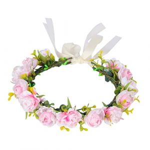 CLISPEED couronne de mariage le depuis guirlande de bandeau de mariage floral c&eacute;libataire d&eacute;corations pour accessoires de cheveux de mari&eacute;e future mari&eacute;e, bandeau Tissu de soie rose (Yeahzl, neuf)