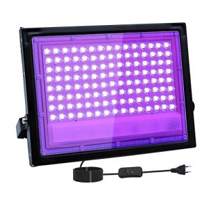 100W Lumiere Noire LED, IP66 Etanche Projecteur lumi&egrave;re noire UV, 395-400 nm Projecteur lumi&egrave;re noire Avec interrupteur pour f&ecirc;te lumineuse, Halloween, Body Painting, Bar, Aquarium (Aafhi for Quality Store, neuf)
