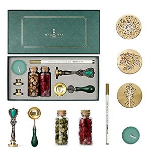 Joyeee Ensemble de cachets de cire avec cuillère à fondre, têtes de tampon remplaçables, bougie à thé, stylo à cachet de cire pour enveloppes, tampon de cire pour enveloppe #57 (PinPoundStoreDirect, neuf)
