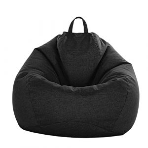 FANSU Pouf Poire sans Remplissage, Couleurs Unies Polyester, Sac Haricots pour Enfant Adulte, Salon Chambre Soft, Polyvalent de Rangement (120x160cm, Noir) (JINBO, neuf)