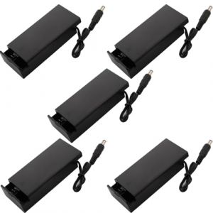 VISSQH 5 Pièces 2 x 18650 Support de Batterie,3,7 V 18650 Battery Holder Box Case,18650 Boîte à Piles en Plastique,avec Prise DC et Couvercle et Interrupteur on/Off (Noir) (VISSQH, neuf)