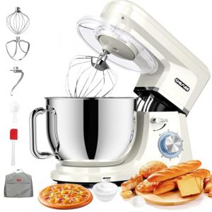 CHeflee Robot Patissier,2000W Robot Pâtissier,7.2 Litres Robot de Cuisine,avec Fouet,Batteur,Crochet,Bol d'Acier Inoxydable,Housse anti-Poussière,6 Vitesses Robot Pétrin Professionnel (CHeflee, neuf)