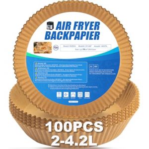 100 Pièces 16cm Papier Cuisson Air Fryer,Rond Paper Sulfurisé pour Friteuse a Air 1,8-3,8 L, Airfryer Parchemin Accessoires Compatible avec Cosori Cecotec Friteuse Sans Huile (HUDDU, neuf)