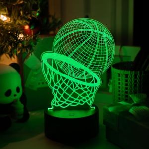 Fanimyholy Lampe Basketball 3D, Veilleuse Basketball 3D, Veilleuse pour Enfants, 16 Couleurs de Commutation Libre, USB et Batterie, Interrupteur Tactile, un Cadeau Surprise pour les Enfants (BHWJ, neuf)