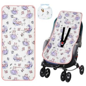 AOGOE Coussin Poussette Universelle, Coussin Réducteur de Landau Réglable, Coussin Poussette Bebe Confort 100% Coton, Doux et réversible,Infant Coussin Pad,Anti-transpiration, Respirant, Absorbant (AOGOE-EU, neuf)