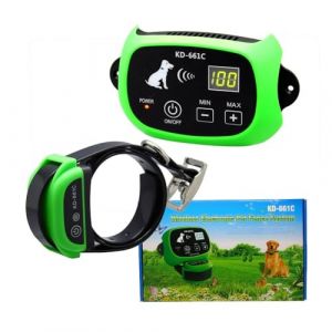 Système de clôture de Chien à Distance sans Fil étanche 1/2/3 Animaux de Compagnie 0-100 Niveau Dispositif de clôture électronique Collier de Dressage de Chien Choc électrique(Vert pour 1 Chien) (LaKeFeng, neuf)