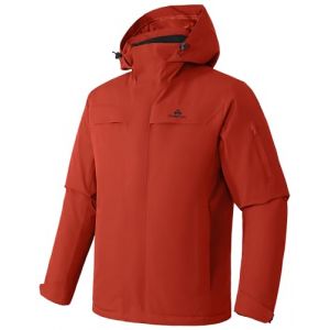 Veste de ski pour homme - Imperm&eacute;able - Chaude - Respirante - Veste d'hiver avec capuche - Outdoorjac, Rouge orange, XL (PioneerCamp Store, neuf)